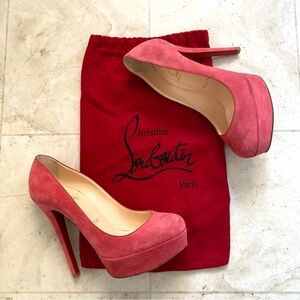 $845 Christian Louboutin Bianca 120 Veau Velours Rose Suede Heels Pumps Size 6